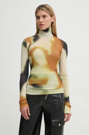 T-shirt Nanushka HARRI Printed Turtleneck Top Beige | NW24FWTP33076, 3