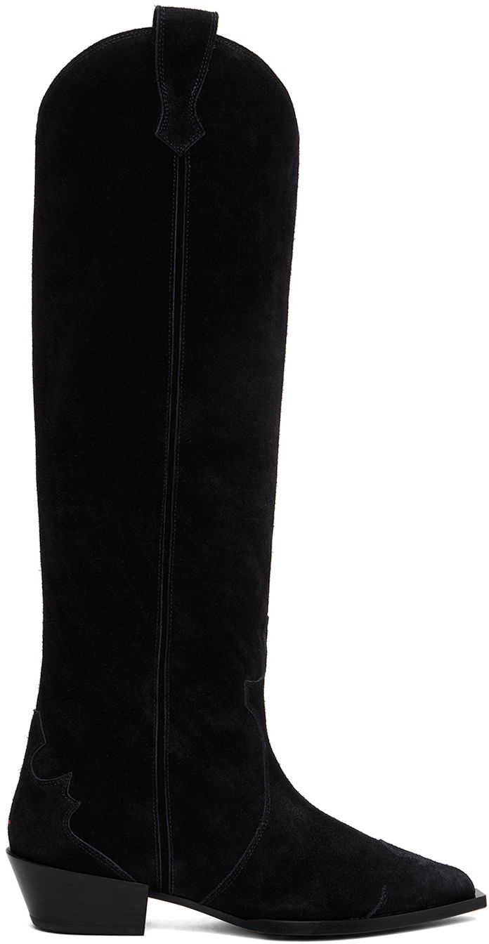 Kläder Aeyde Aeyde Aruna Suede Cowboy Tall Boots Svart | A11-KB-ARUP40CH-223-800-022