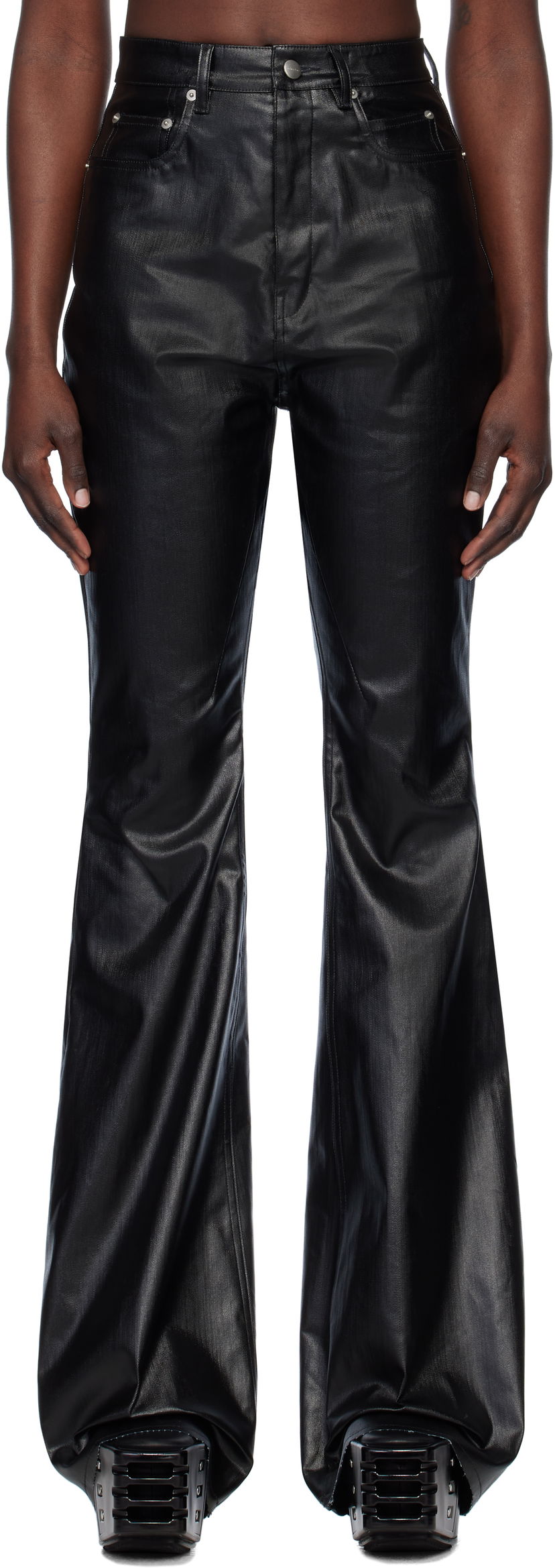 Jeans Rick Owens Rick Owens Hollywood Bolan Bootcut Coated Jeans Svart | RP01E7329 SCT