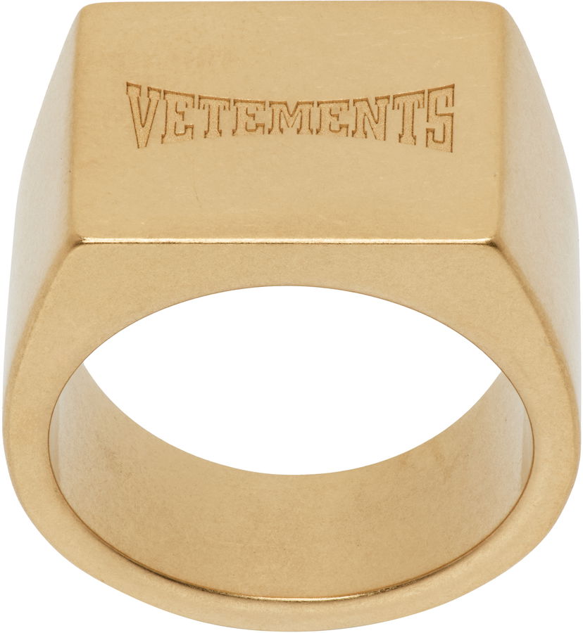 Ringa VETEMENTS Boxing Logo Signet Ring Gul | UH76RI160G