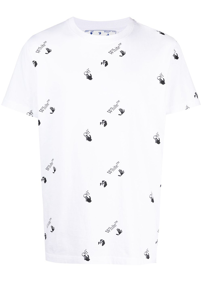 T-shirt Off-White All Over Logo Print T-Shirt White Black Vit | OMAA027R21JER0120110