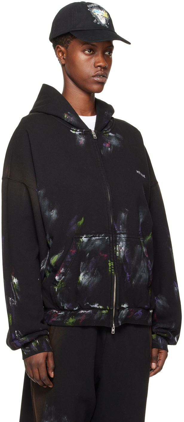Sweatshirt We11done Painted Zip-Up Hoodie Svart | WD-TJ0-24-777-U-BK, 1
