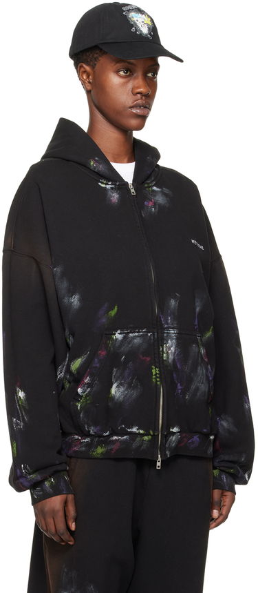 Sweatshirt We11done Painted Zip-Up Hoodie Svart | WD-TJ0-24-777-U-BK, 1