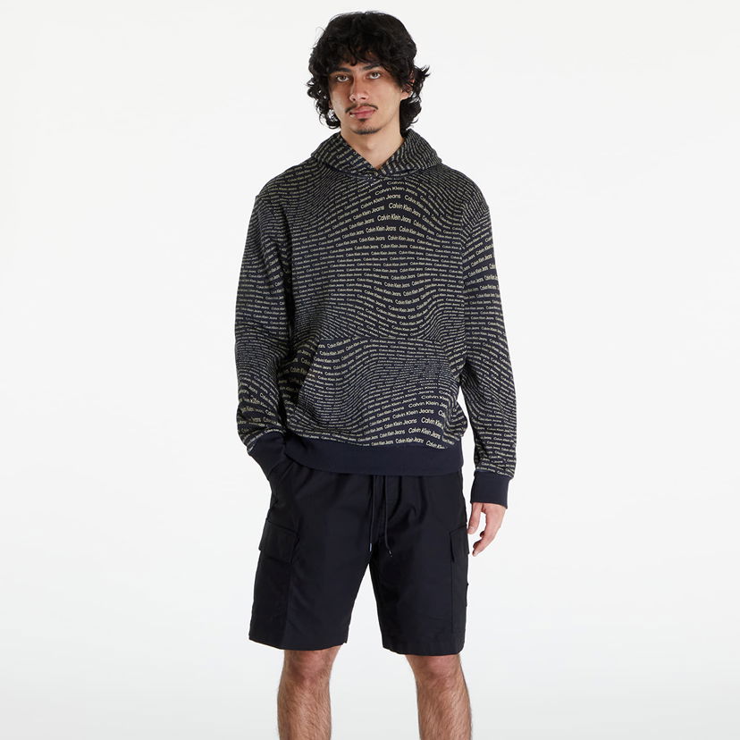 Sweatshirt CALVIN KLEIN Warp Logo Hoodie Black Svart | J30J325350 0GP