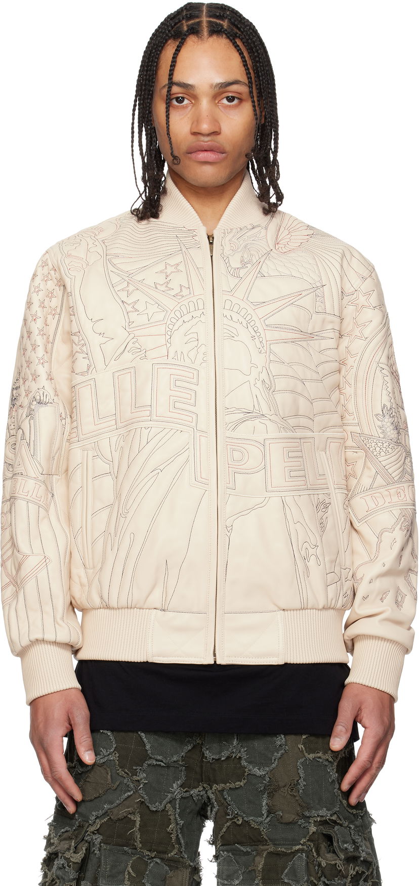 Bomberjacka Who Decides War Who Decides War Pelle Pelle Edition Monument Leather Jacket Beige | 1131500019SS25