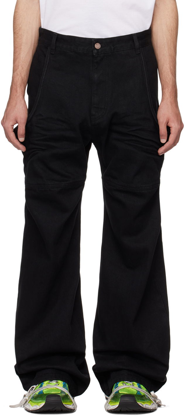 Cargo byxor We11done Wire Relaxed-Fit Jeans Svart | WD-DP0-24-339-M-BK
