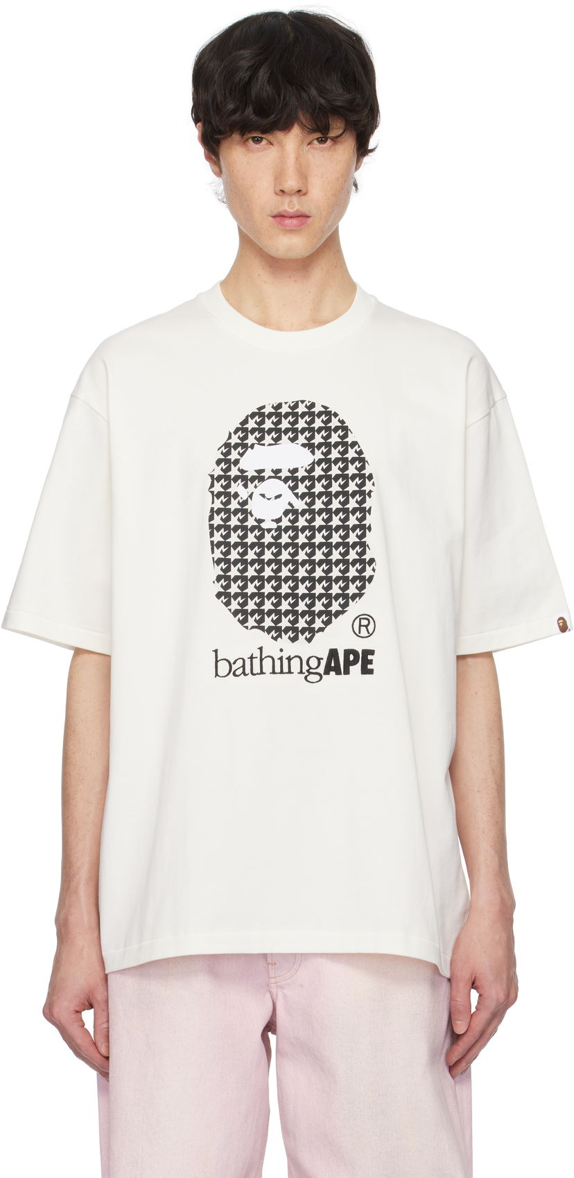 T-shirt BAPE Houndstooth Graphic T-Shirt Vit | 001TEK801329M