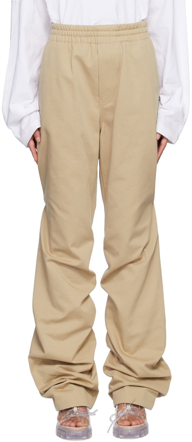 Byxor We11done We11done Banded Shirring Trousers Beige | WD-PT1-23-296-U-BG