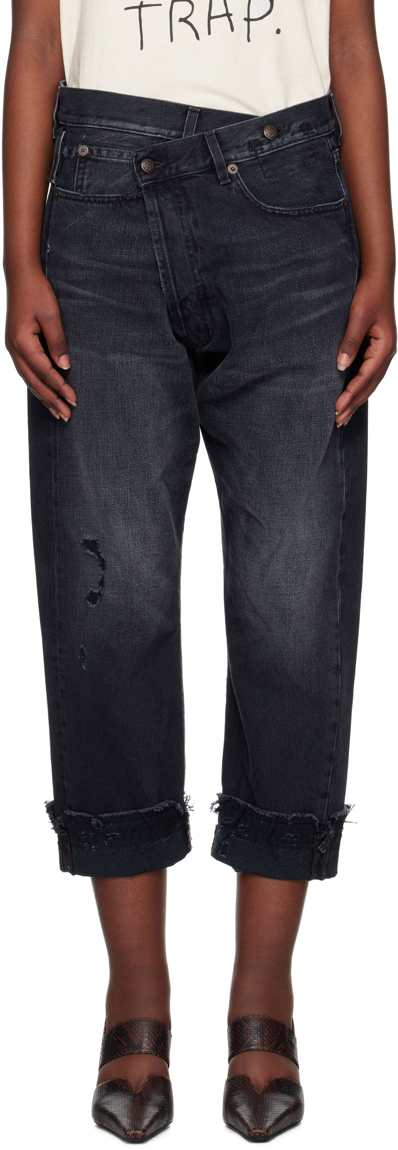 Jeans R13 R13 Crossover Cropped Jeans Svart | R13W2048-394, 0