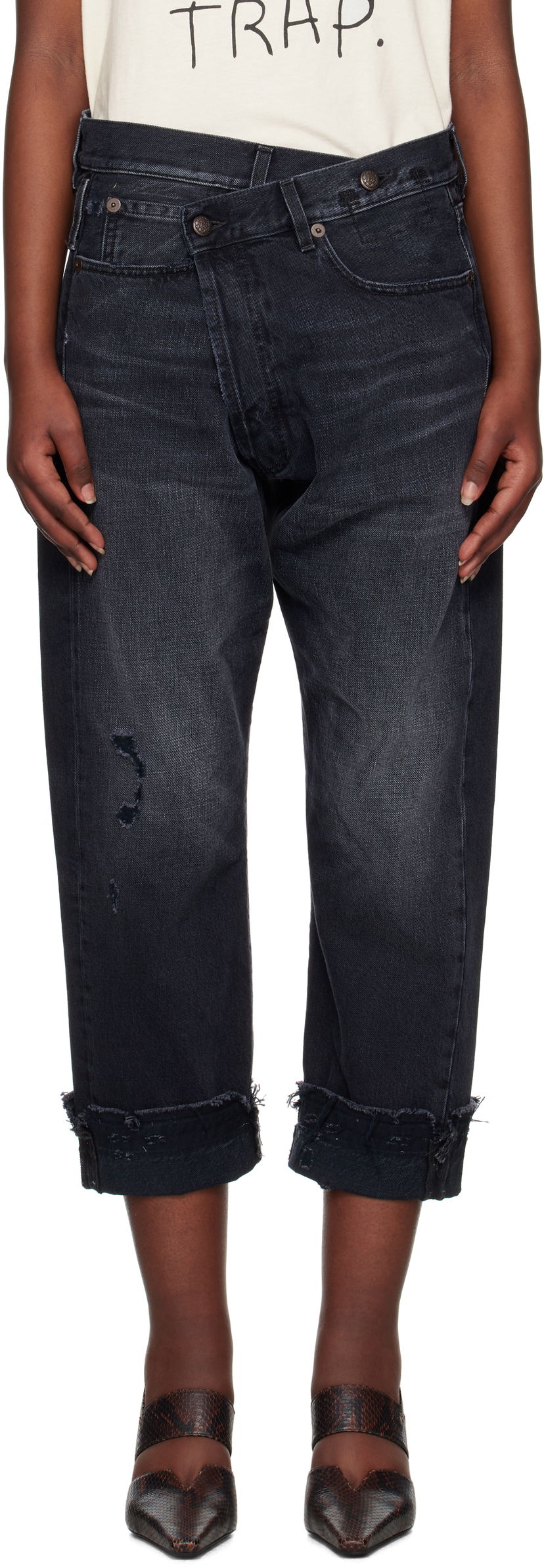 Jeans R13 R13 Crossover Cropped Jeans Svart | R13W2048-394