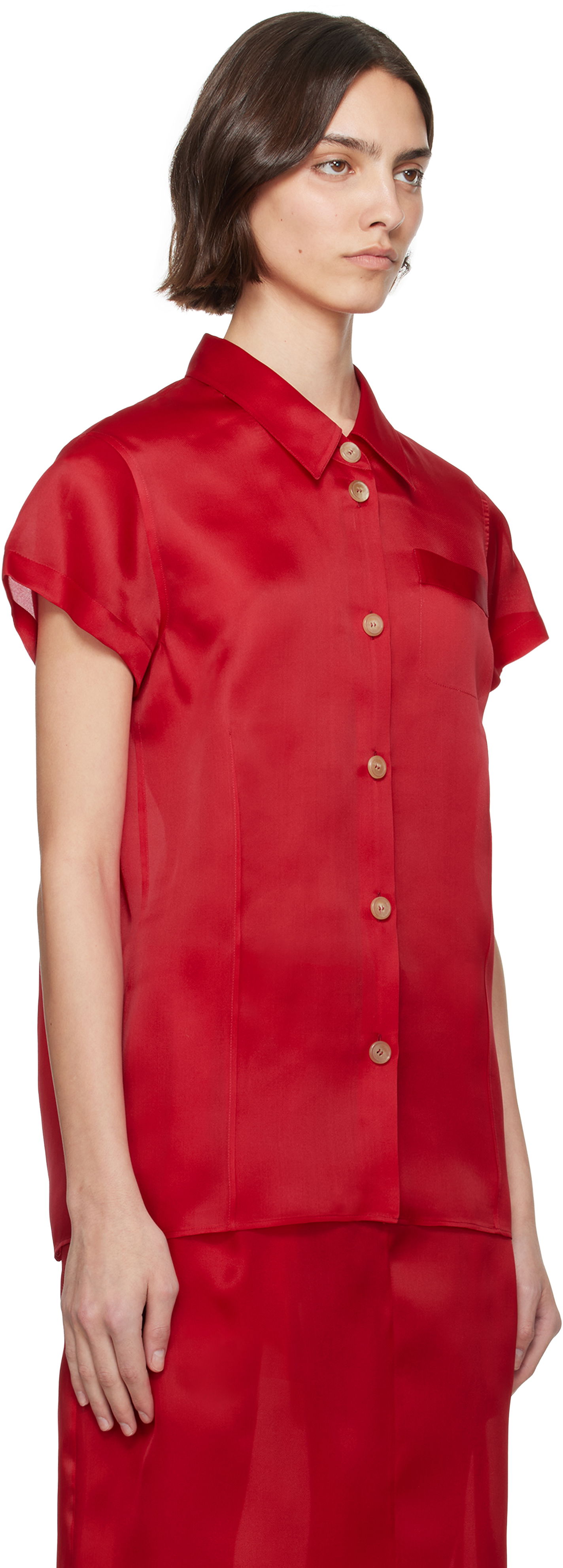 Skjorta Khaite KHAITE Keefe Silk Shirt Röd | 23833002, 1