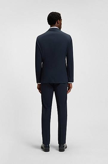 Jacka BOSS Slim-Fit Packable Water-Repellent Stretch Blazer Mörkblå | 50543480, 1