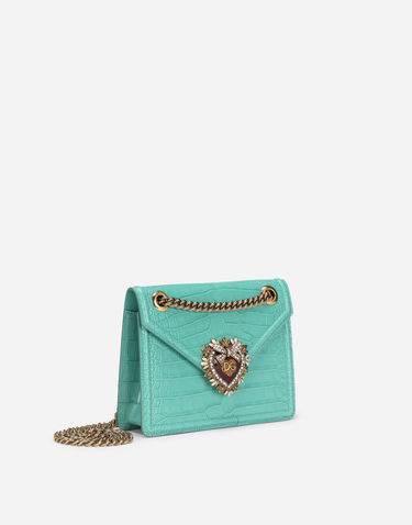 Handväska Dolce & Gabbana Dolce & Gabbana Devotion Crocodile Skin Medium Bag Turkos | BB6641A2R0887117, 2
