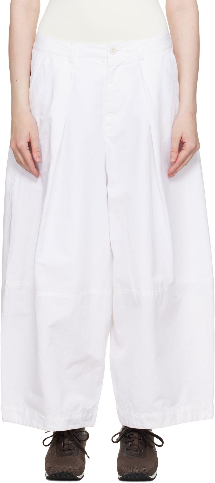 Byxor YMC YMC Deadbeat Wide-Leg Trousers Vit | Q4YAA