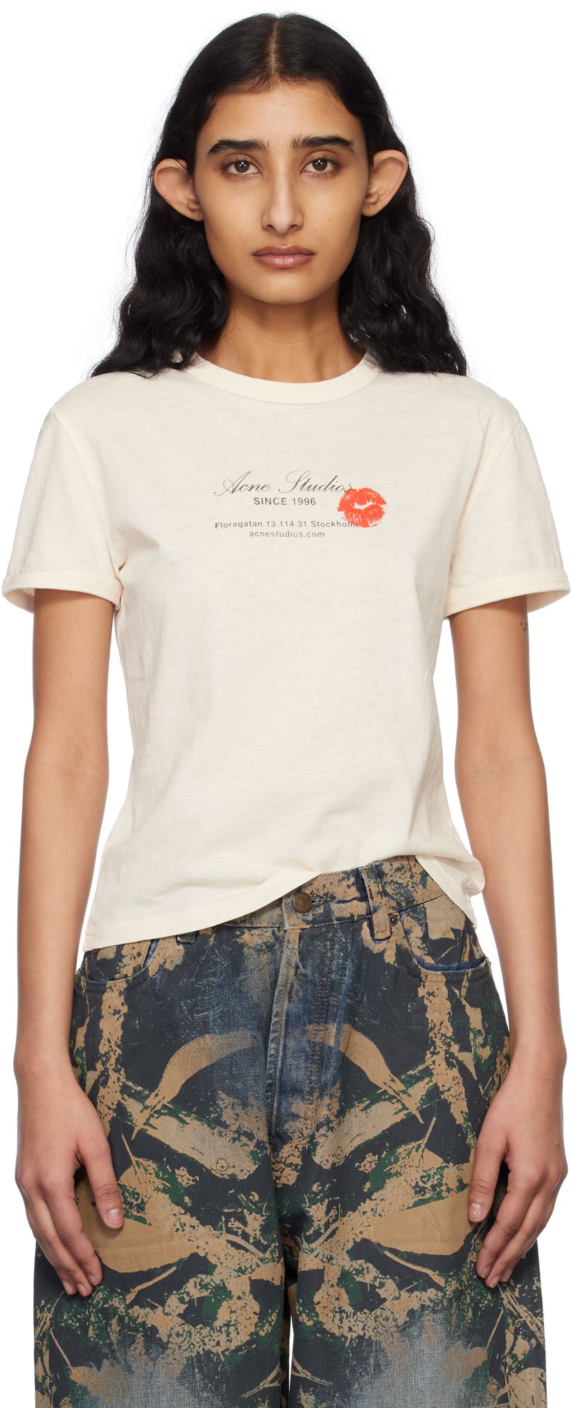 T-shirt Acne Studios Acne Studios Logo T-Shirt Beige | AL0460-