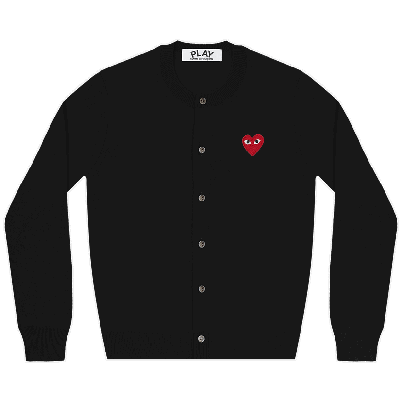 Sweater Comme des Garçons PLAY Heart Cardigan Svart | AZ N007 051 1