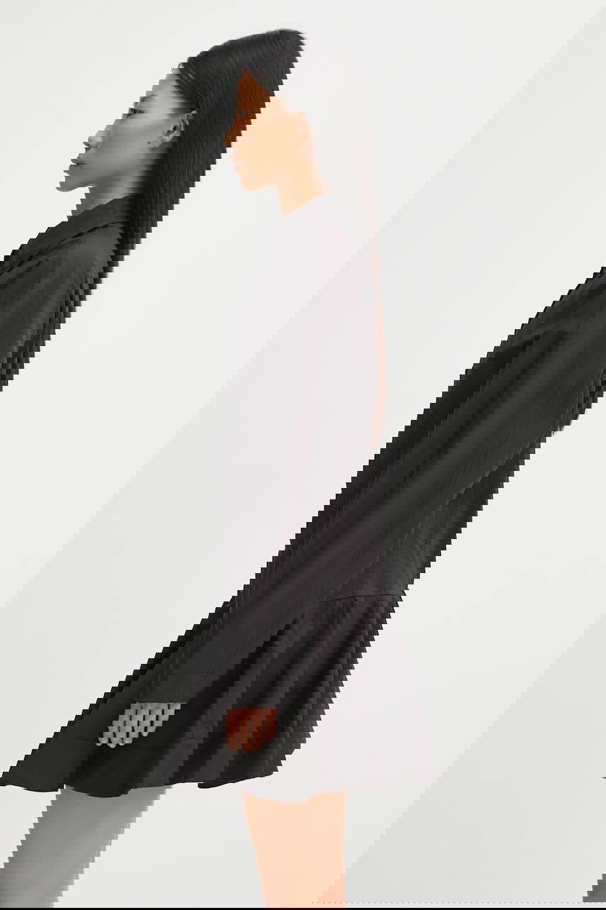 Klä GANNI Stretch Cotton Buttoned Mini Shirt Dress Svart | W1001, 1