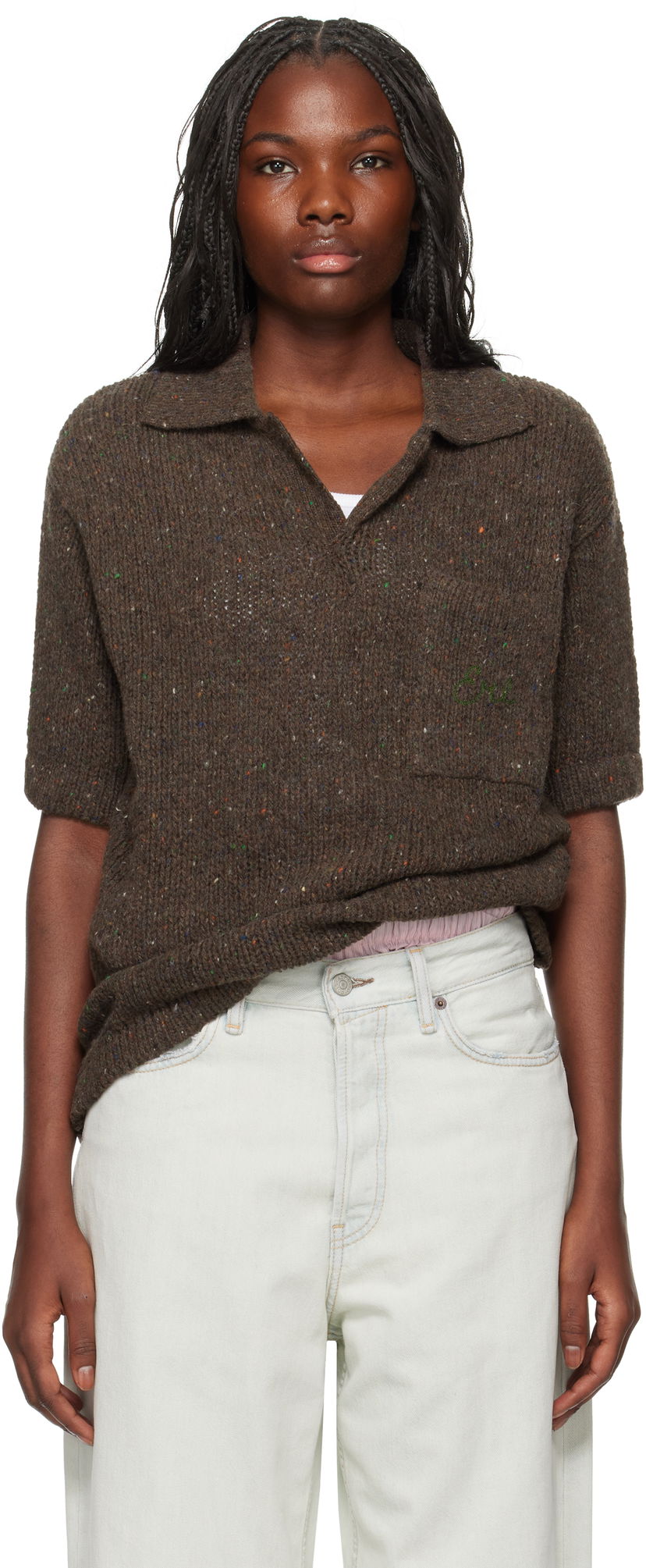 Polotröja ERL Wool Polo Shirt Brun | ERL09N002