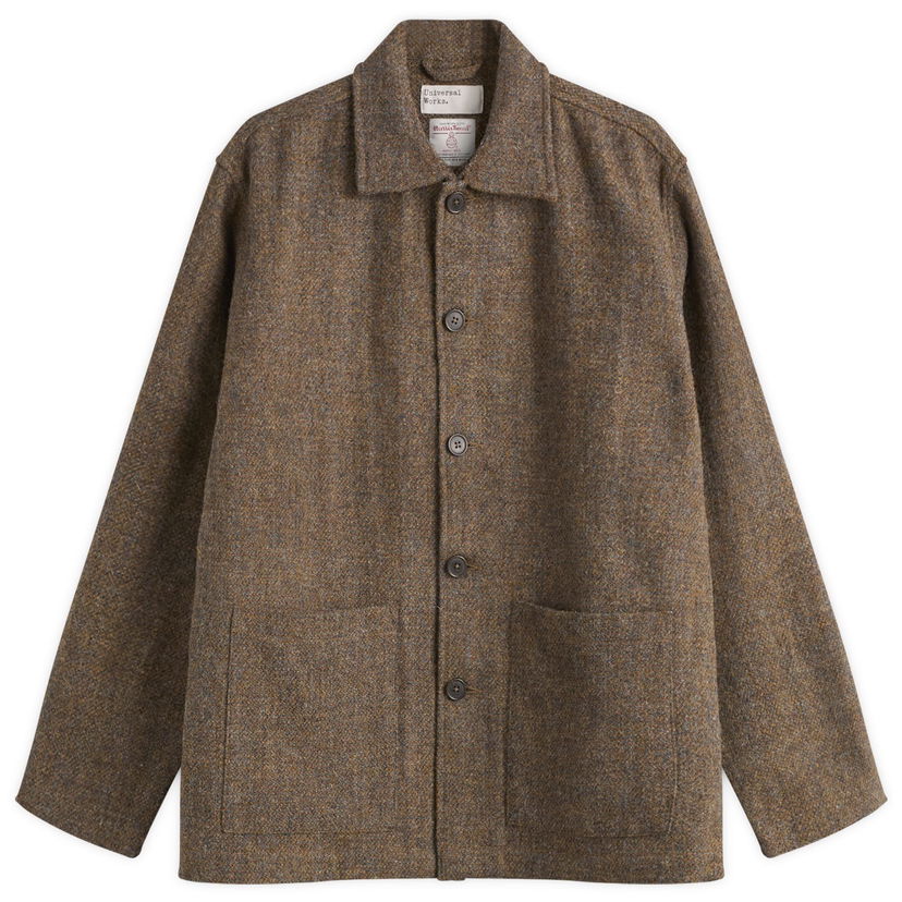 Jacka Universal Works Harris Tweed Plaid Easy Jacket Brun | 33157-GLD