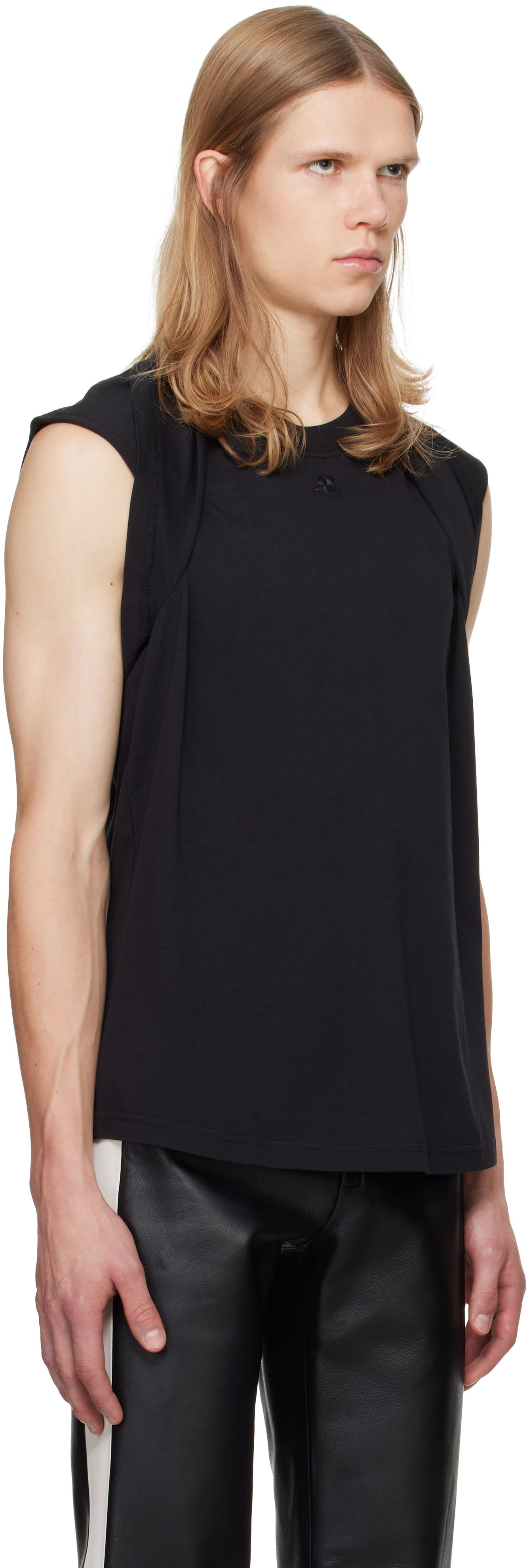 Linne Courrèges Courrèges Draped Tank Top Svart | 324JDE081JS0107, 1