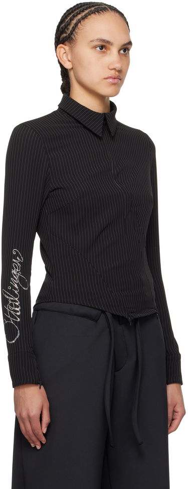 Skjorta Ottolinger Ottolinger Pinstriped Zip Shirt Svart | 1103003, 1