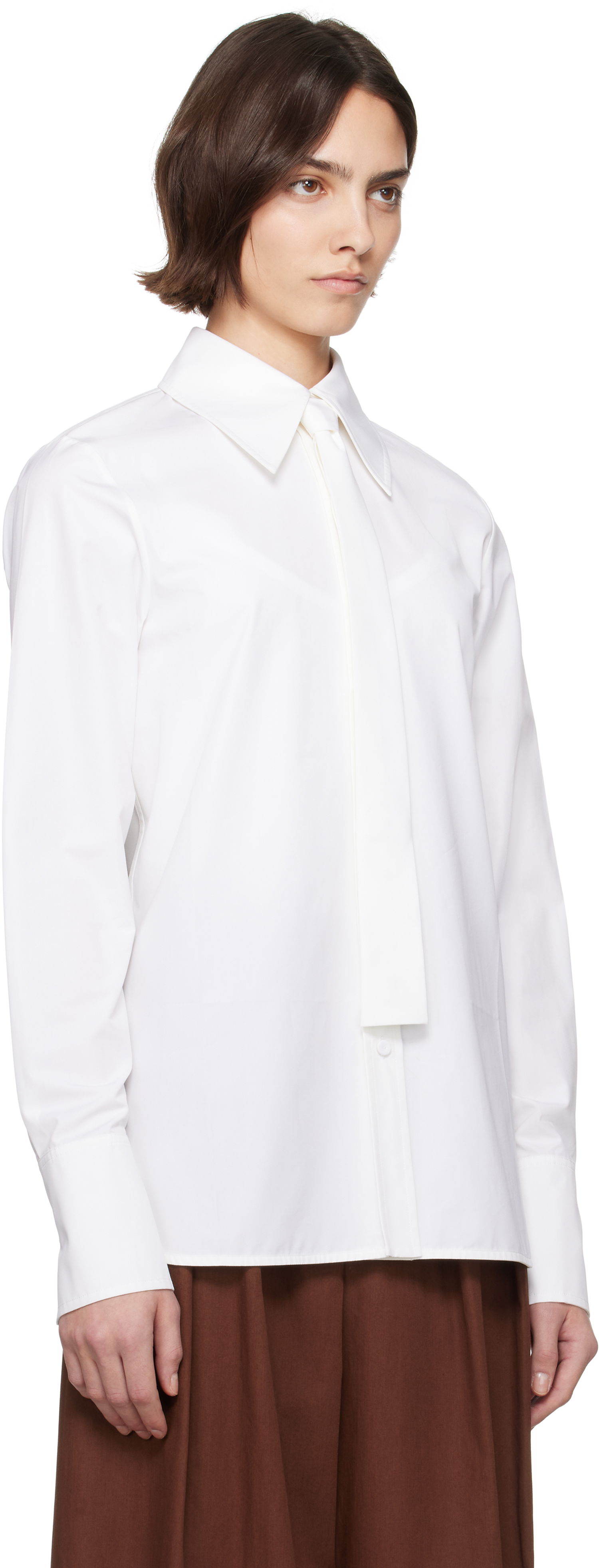 Skjorta Jil Sander Jil Sander Cotton Poplin Tie Shirt Vit | J03DL0196_J45002, 1