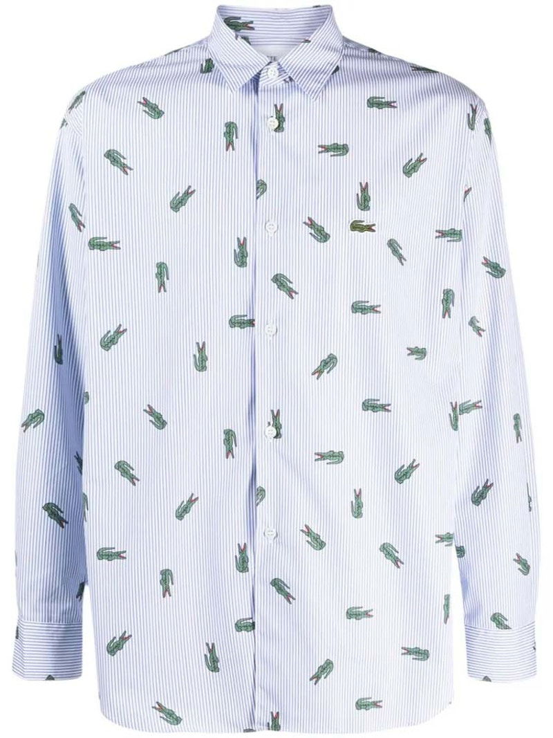 Skjorta Comme des Garçons Comme des Garcons x Lacoste Alligator-Print Button-Down Shirt Blå | FL-B004-W23, 0