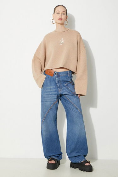 Sweater JW Anderson JW Anderson Cropped Anchor Jumper Beige | KW1121.YN0264.132, 1