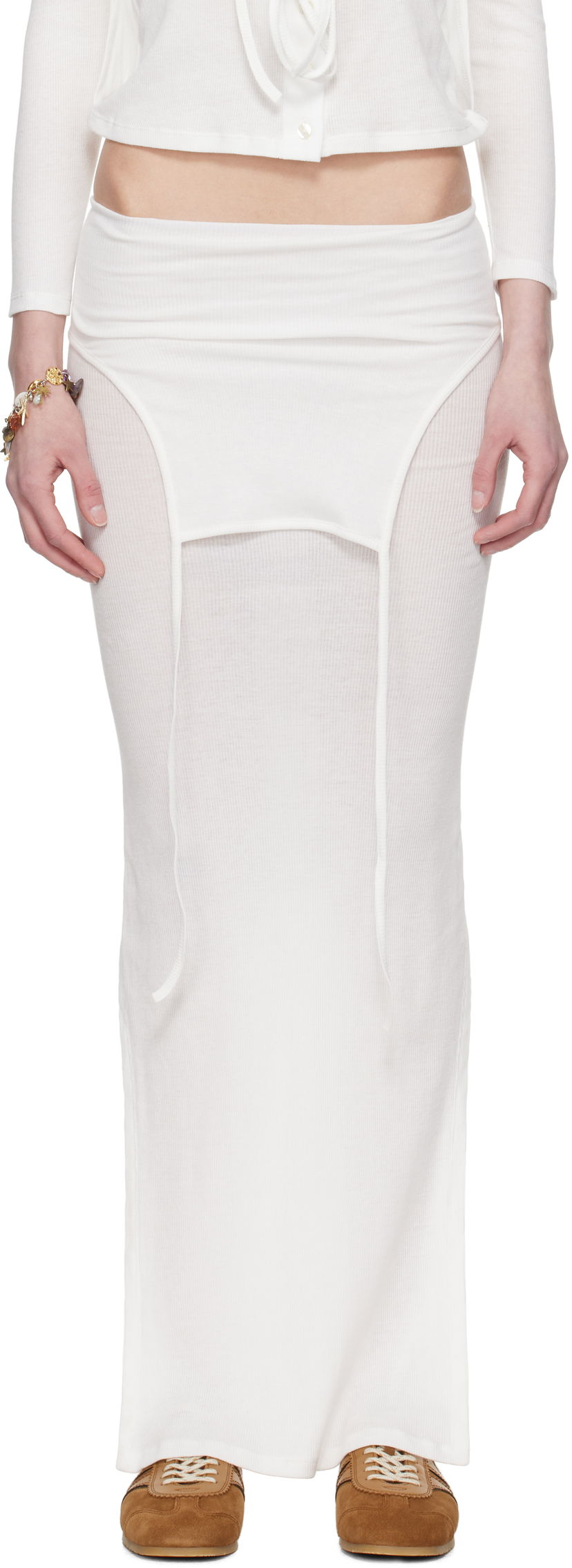 Kjol Eckhaus Latta Eckhaus Latta Flip Midi Skirt Vit | 1206-EL-PS25-CH -