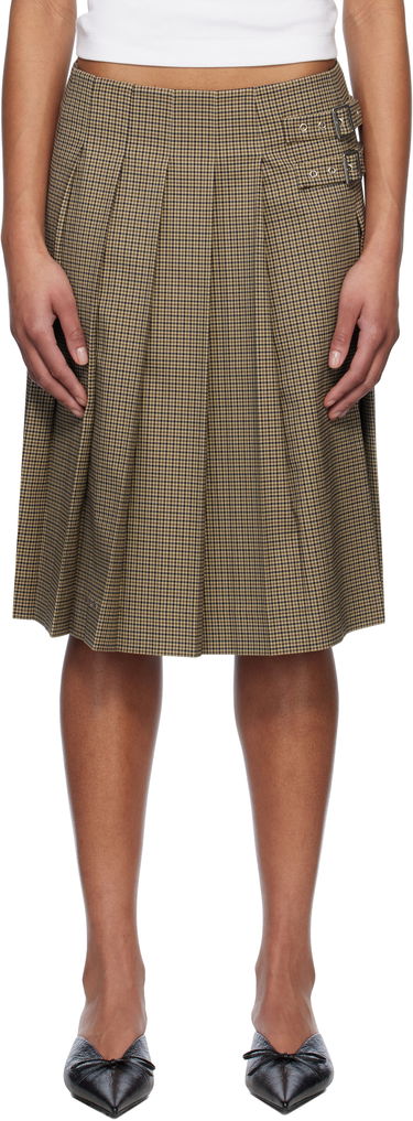 Kjol We11done We11done Checkered Pleated Midi Skirt Brun | WD-SK0-25-262-W-BG, 0