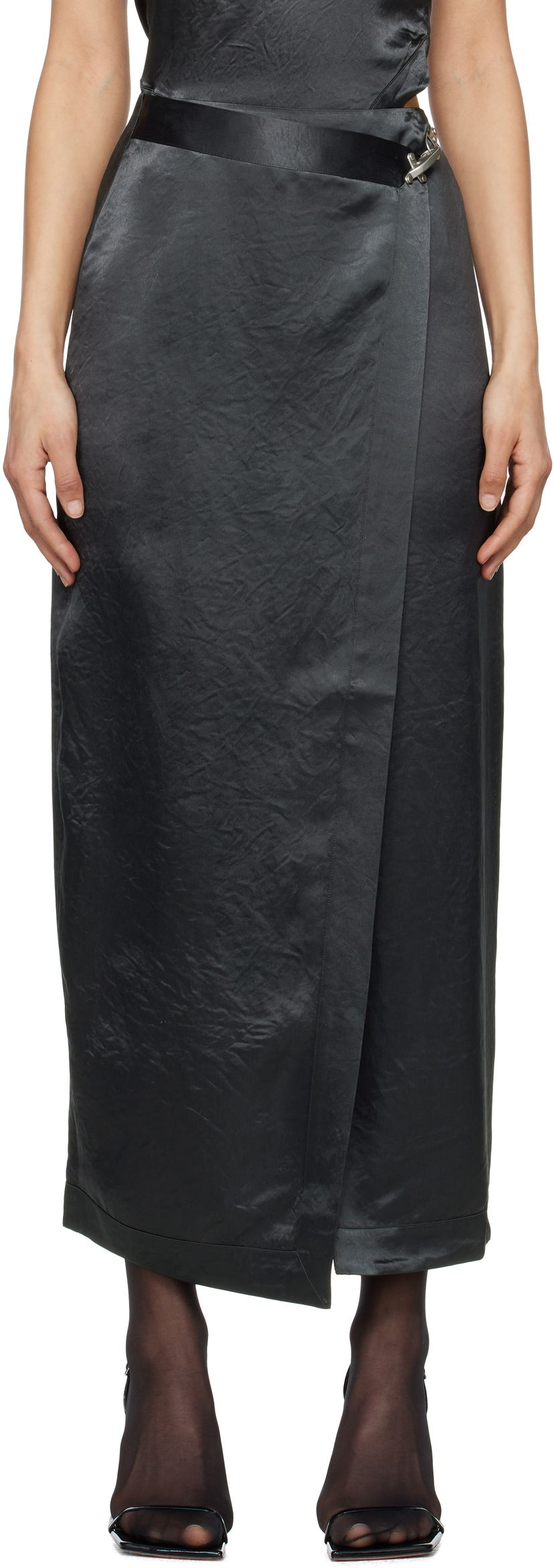 Kjol Nanushka Nanushka Grisel Maxi Wrap Skirt Svart | NW25RSSK03277