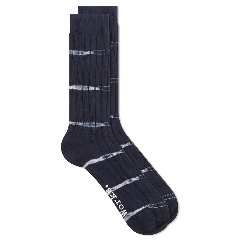 Strumpor Universal Works Tie Dye Socks, Size Large Mörkblå | 23770-NVY