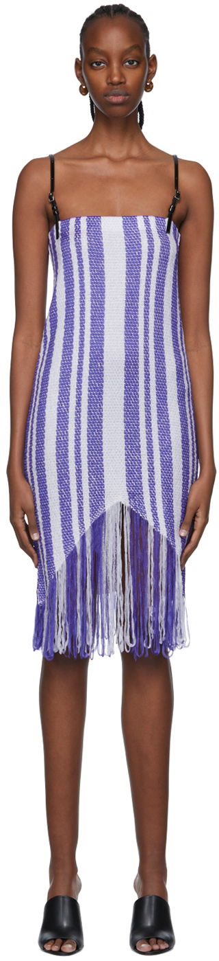 Klä JW Anderson Striped Fringe Mini Dress Purpur | KW0619-YN0185
