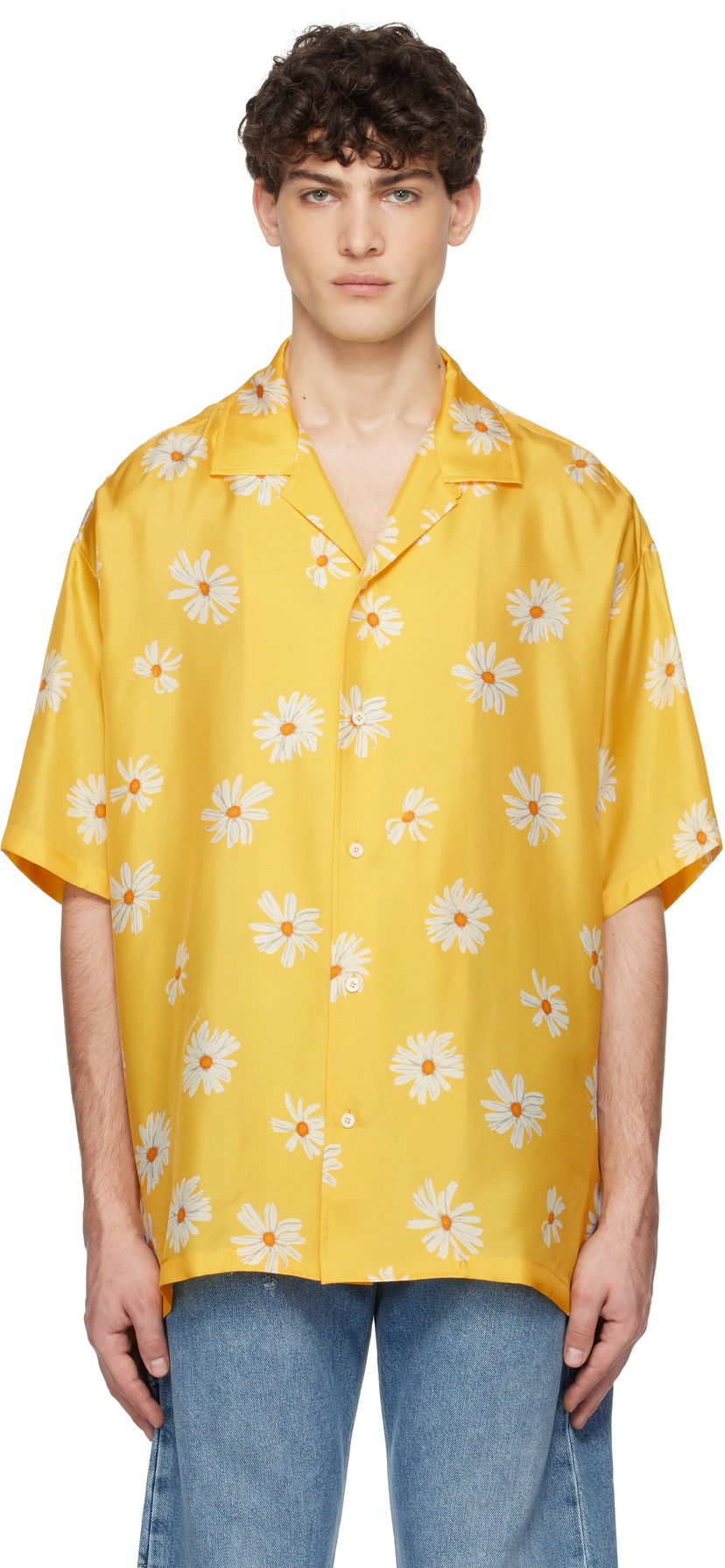 Skjorta Moschino Moschino Allover Daisy Print Shirt Gul | 251ZZA022602611024