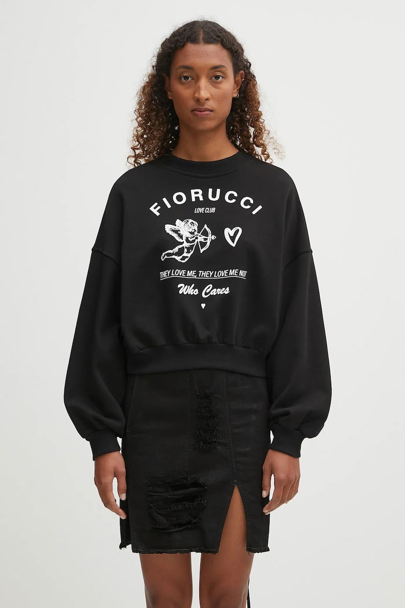 Sweatshirt Fiorucci Fiorucci Cupid Love Club Print Cropped Sweatshirt Svart | W02FPSCR269CJ05BK01
