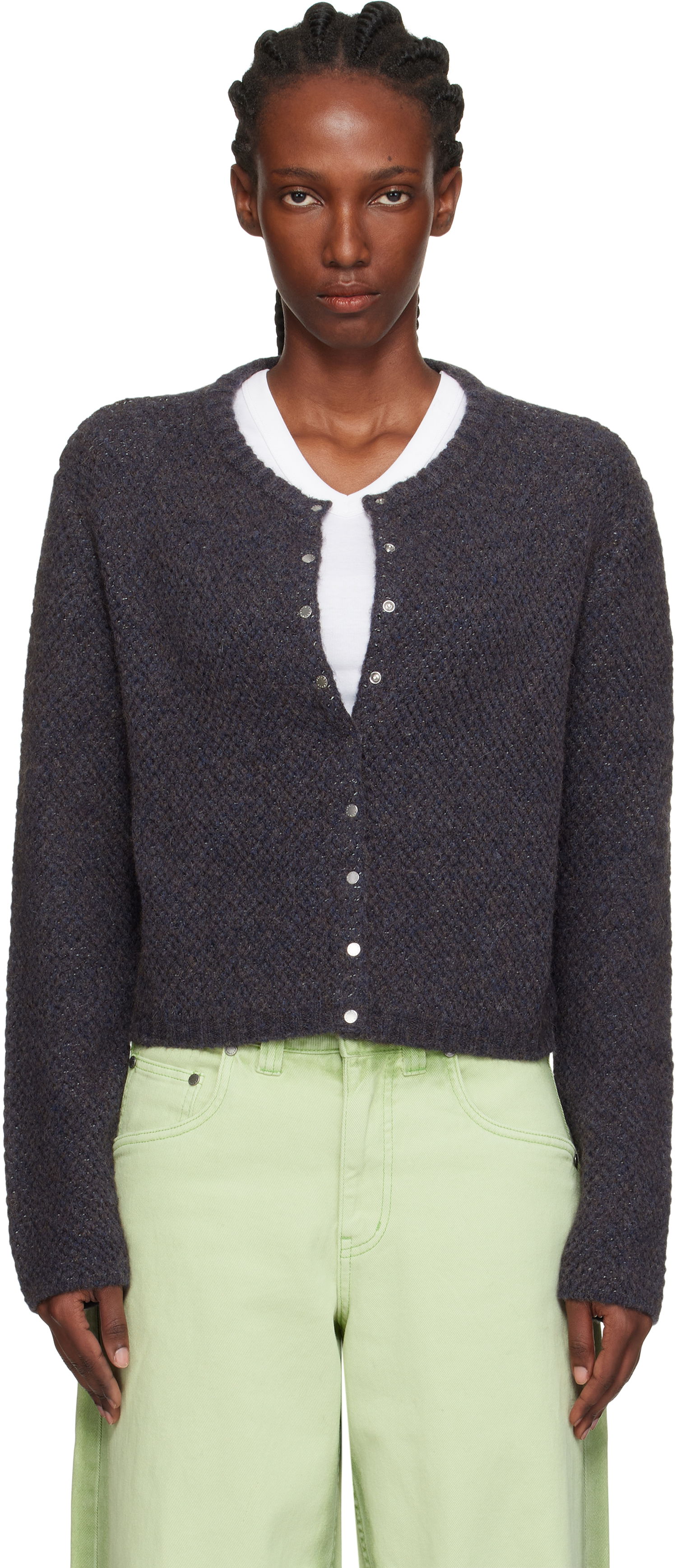 Sweater Eckhaus Latta Eckhaus Latta Yak Snap Cardigan Mörkblå | 8257-EL-PF25-M -, 0