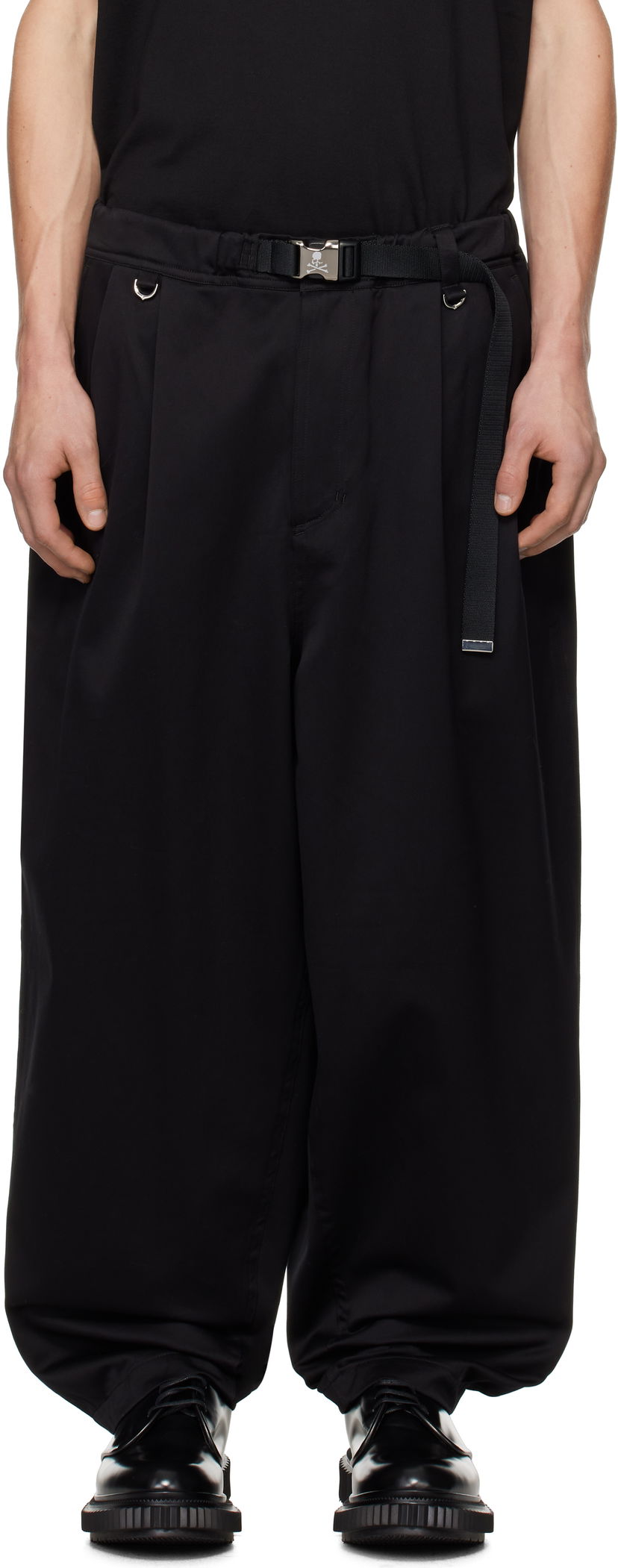 Byxor Mastermind WORLD Belted Wide Fit Easy Trousers Svart | MW24S13-PA011-017
