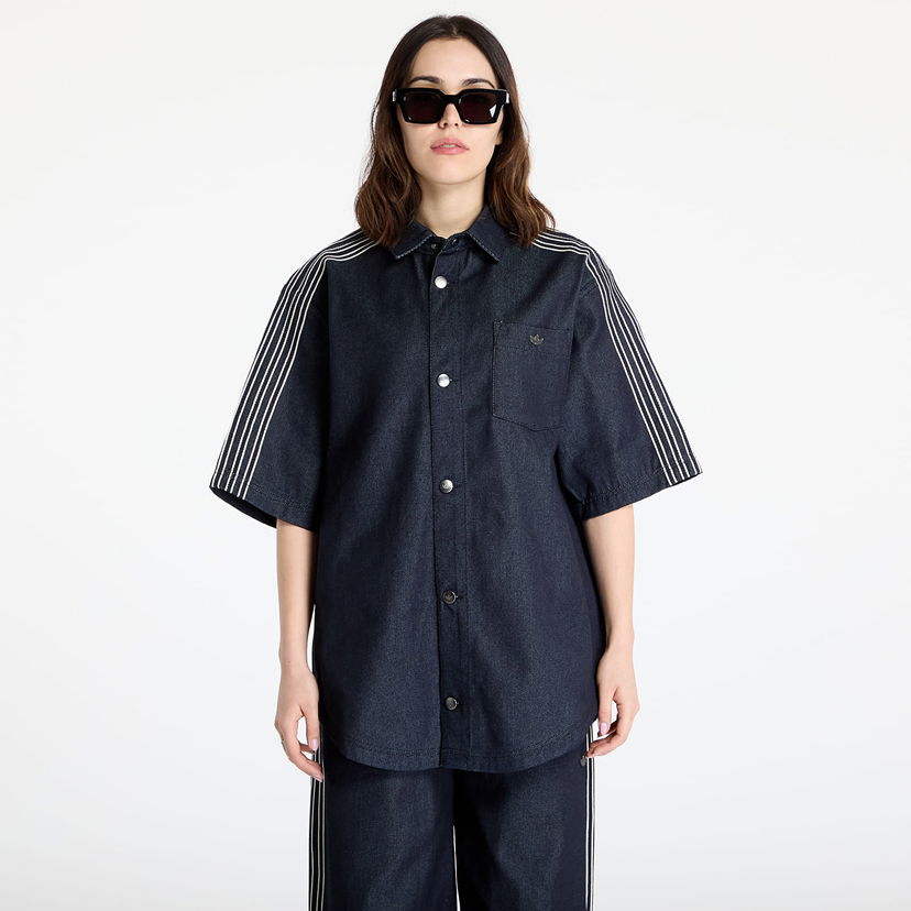 Skjorta adidas Originals adidas Denim Short Sleeve Shirt Mörkblå | JJ3146