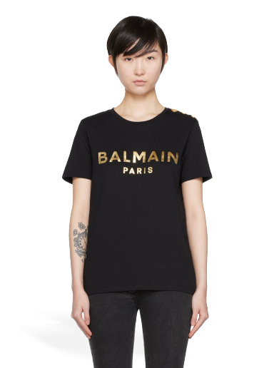 T-shirt Balmain Organic Cotton T-Shirt Svart | YF1EF005BB28