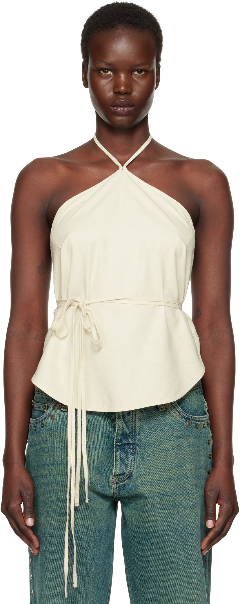 Linne Baserange Baserange Mar Halter Neck Wrap Camisole Beige | TOMA-WS-000