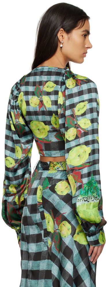 Crop top Ottolinger Ottolinger Lemon Gingham Tie-Front Crop Top Grön | 1101204, 2