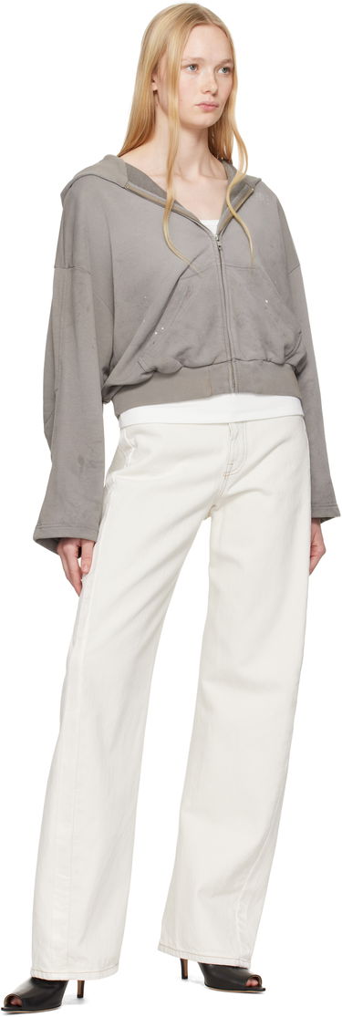 Sweatshirt Maison Margiela MM6 Maison Margiela Cropped Zip-Up Hoodie Grå | S62HG0029 M25013, 3