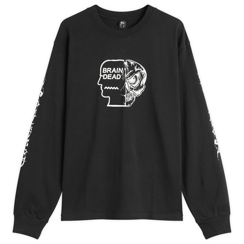 T-shirt Brain Dead Brain Dead Skull Mech Long Sleeve T-Shirt, Size Large Svart | BDF25T010O46-BLK