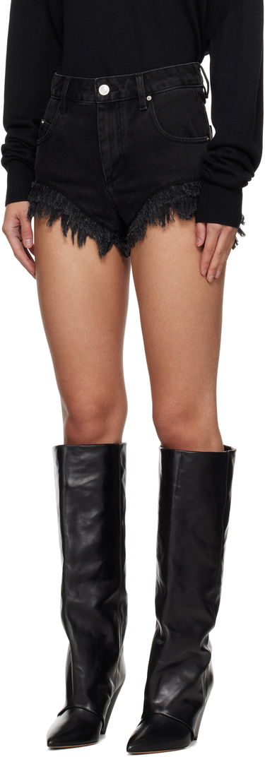 Shorts ISABEL MARANT Isabel Marant Eneidao Frayed Denim Shorts Svart | SH0033FB-B1H04I, 3