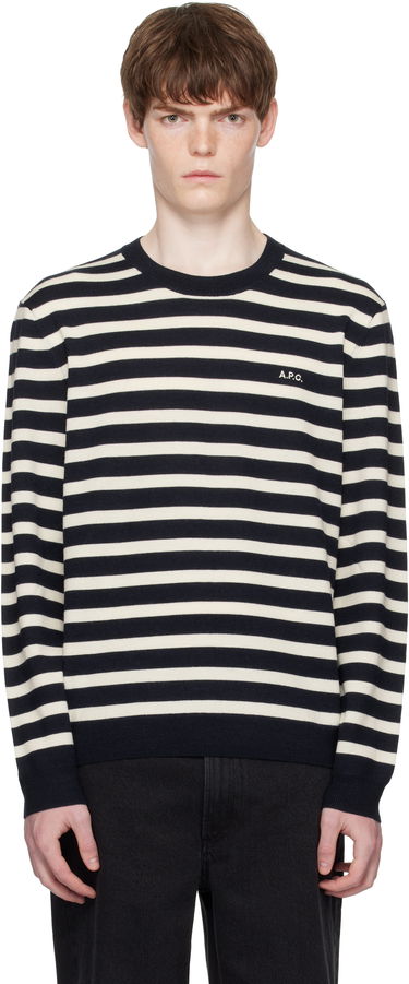Sweater A.P.C. A.P.C. Matthias Striped Sweater Mörkblå | WVBEC-H23431, 0