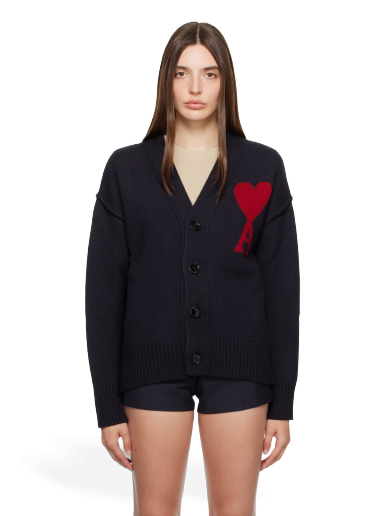 Sweater AMI Cardigan Mörkblå | UKC006.018
