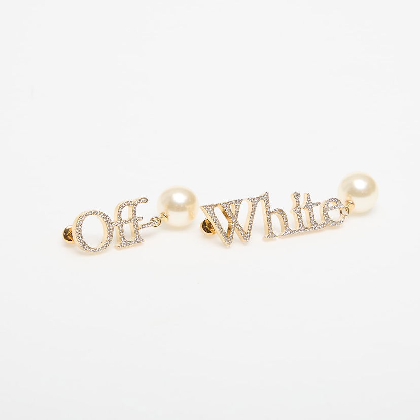 Örhängen Off-White Off-White Logo Earrings with Pearls and Rhinestones Metallisk | OWOD298C99MET0017601