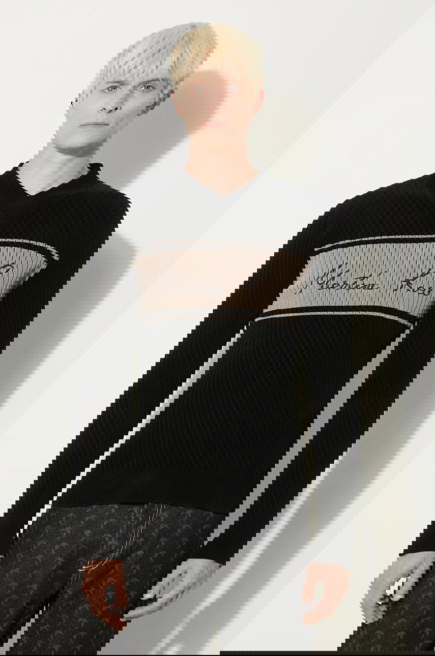 Sweater Martine Rose Martine Rose Chenille Ribbed V-Neck Jumper Svart | 946YA02008, 1