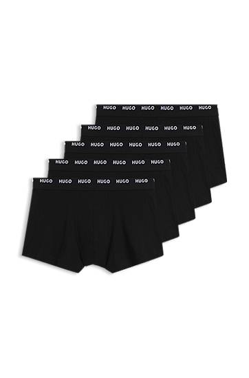 Boxare BOSS Stretch-Cotton Trunks with Logo Waistbands, 5-Pack undefined | 50493840, 0