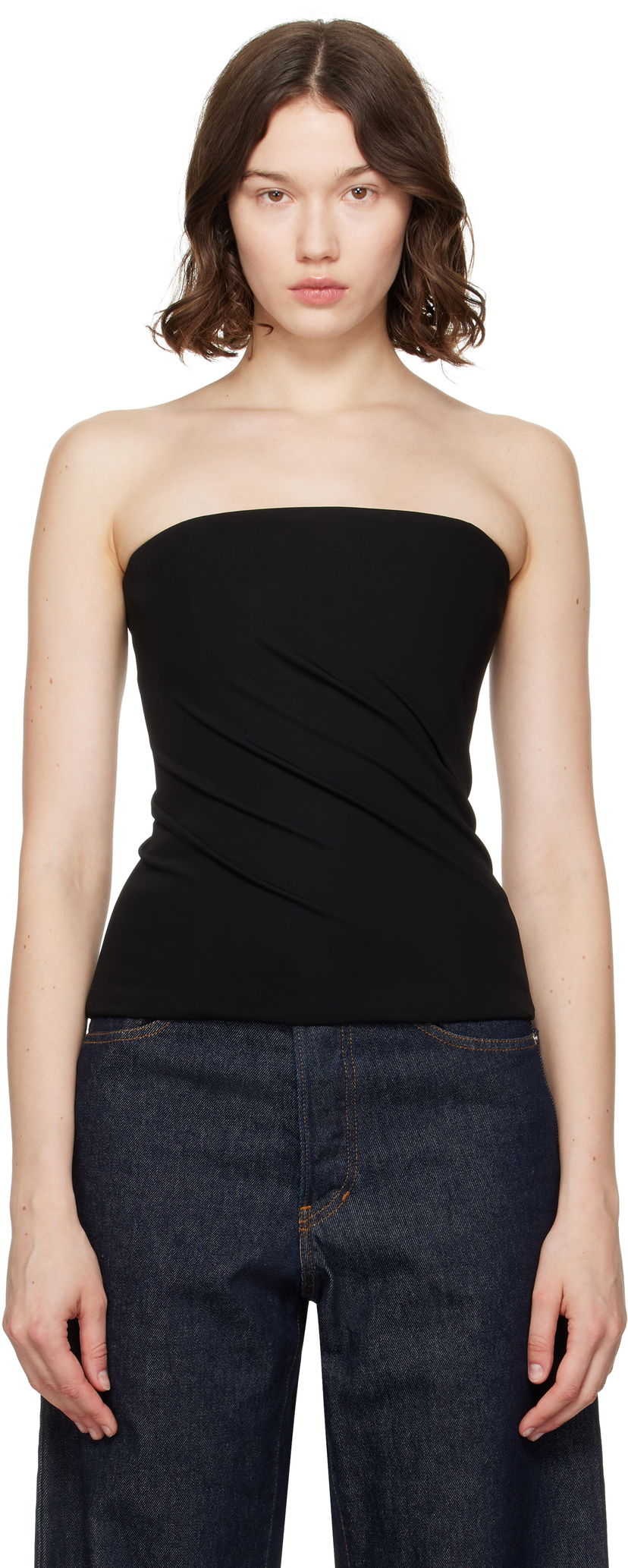 Linne Versace Versace Strapless Twisted Top Svart | 1020826_1A14475
